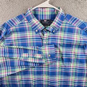 Vineyard Vines Performance Murray Shirt Men XL Button Up Long‎ Sleeve Blue Plaid